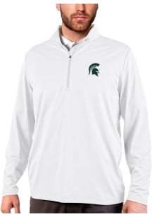 Antigua Michigan State Spartans Mens White Rally Long Sleeve 1/4 Zip Pullover
