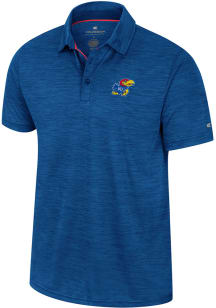 Colosseum Kansas Jayhawks Mens Blue Positraction Short Sleeve Polo