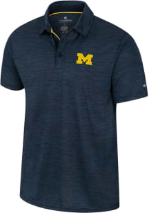 Colosseum Michigan Wolverines Mens Navy Blue Positraction Short Sleeve Polo