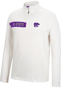 Colosseum K-State Wildcats Mens White Harrington Long Sleeve 1/4 Zip Pullover