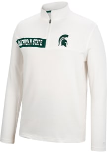 Colosseum Michigan State Spartans Mens White Harrington Long Sleeve 1/4 Zip Pullover