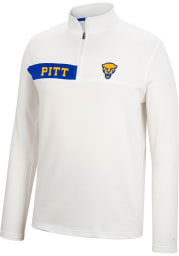 Colosseum Pitt Panthers Mens White Harrington Long Sleeve 1/4 Zip Pullover