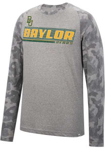 Colosseum Baylor Bears Grey Quintana Camo Raglan Long Sleeve T Shirt