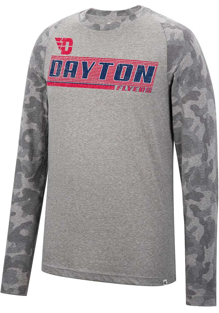 Colosseum Dayton Flyers Grey Quintana Camo Raglan Long Sleeve T Shirt