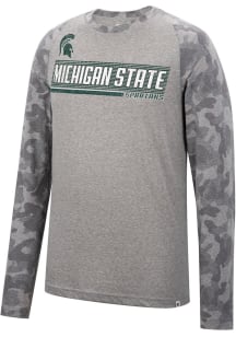 Colosseum Michigan State Spartans Grey Quintana Camo Raglan Long Sleeve T Shirt