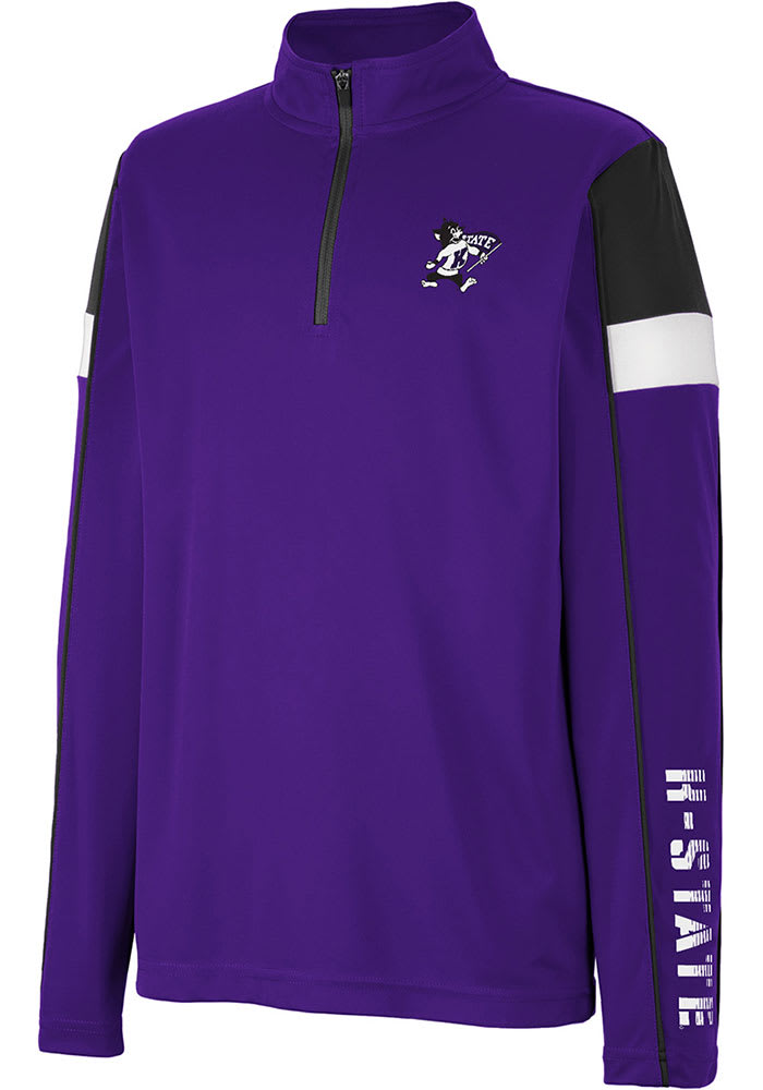Colosseum K-State Wildcats Youth Purple Screever Long Sleeve Quarter Zip Shirt