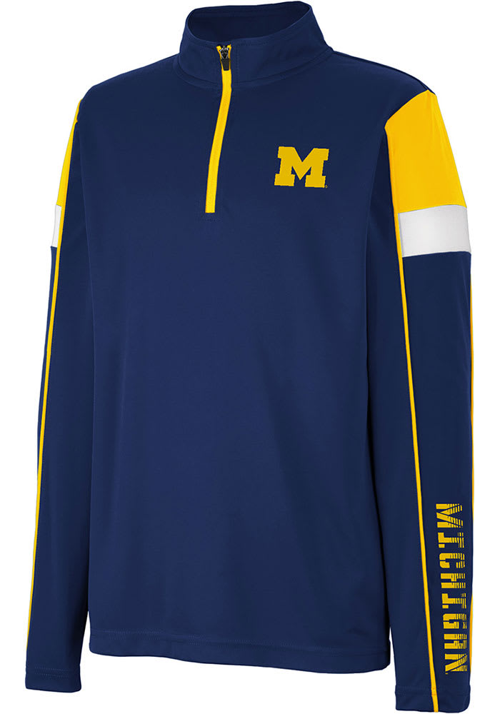 Colosseum Michigan Wolverines Youth Navy Blue Screever Long Sleeve Quarter Zip Shirt