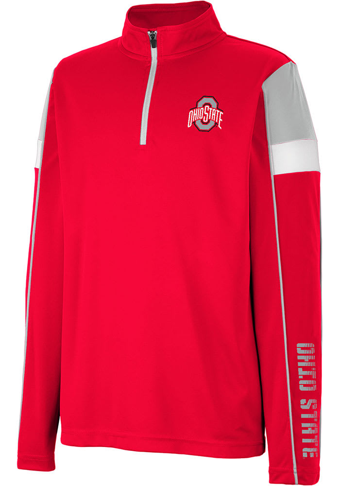 Colosseum Ohio State Buckeyes Youth Red Screever Long Sleeve Quarter Zip Shirt