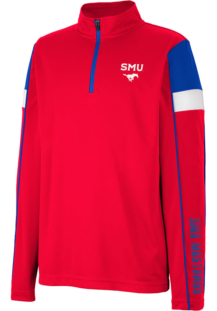 Colosseum SMU Mustangs Youth Red Screever Long Sleeve Quarter Zip Shirt