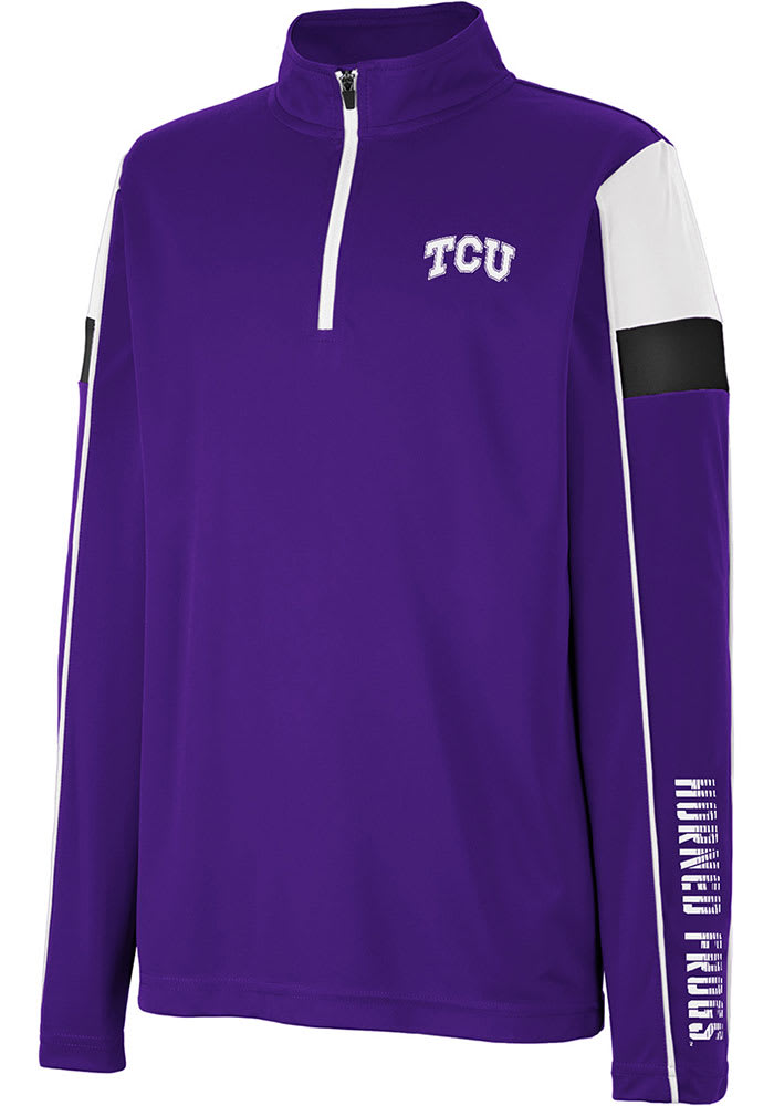 Colosseum TCU Horned Frogs Youth Purple Screever Long Sleeve Quarter Zip Shirt