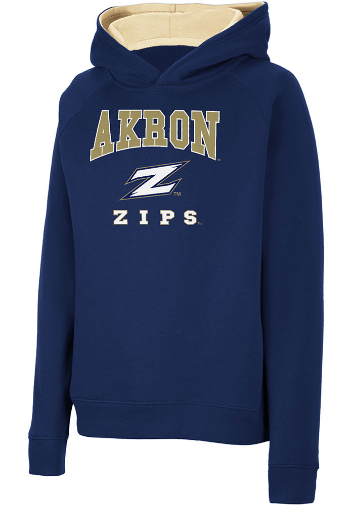 Colosseum Akron Zips Youth Blue Number 1 Long Sleeve Hoodie