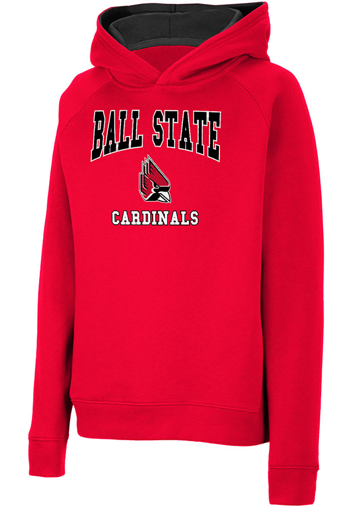 Colosseum Ball State Cardinals Youth Cardinal Number 1 Long Sleeve Hoodie