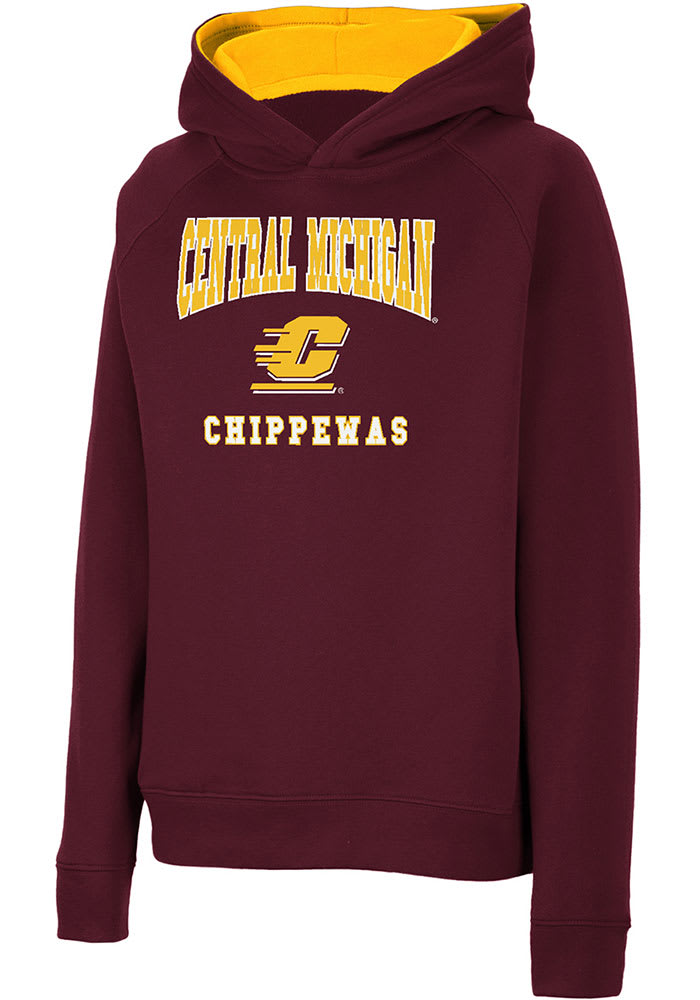 Colosseum Central Michigan Chippewas Youth Maroon Number 1 Long Sleeve Hoodie