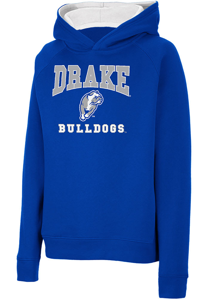 Colosseum Drake Bulldogs Youth Blue Number 1 Long Sleeve Hoodie