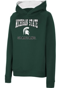 Youth Michigan State Spartans Green Colosseum Number 1 Long Sleeve Hooded Sweatshirt