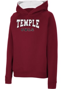 Colosseum Temple Owls Youth Red Number 1 Long Sleeve Hoodie