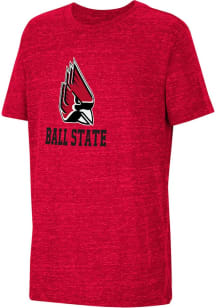 Colosseum Ball State Cardinals Youth Cardinal Knobby Primary Logo Short Sleeve T-Shirt
