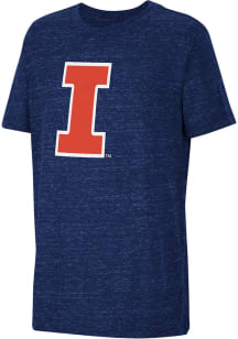 Youth Illinois Fighting Illini Navy Blue Colosseum Knobby Primary Logo Short Sleeve T-Shirt