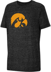 Youth Iowa Hawkeyes Black Colosseum Knobby Primary Logo Short Sleeve T-Shirt