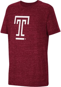 Colosseum Temple Owls Youth Red Knobby Primary Logo Short Sleeve T-Shirt