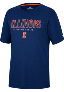 Youth Illinois Fighting Illini Navy Blue Colosseum High Pressure Short Sleeve T-Shirt