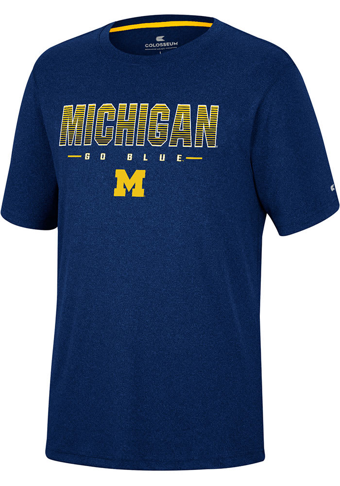 Colosseum Michigan Wolverines Navy Blue High Pressure Short Sleeve Tee