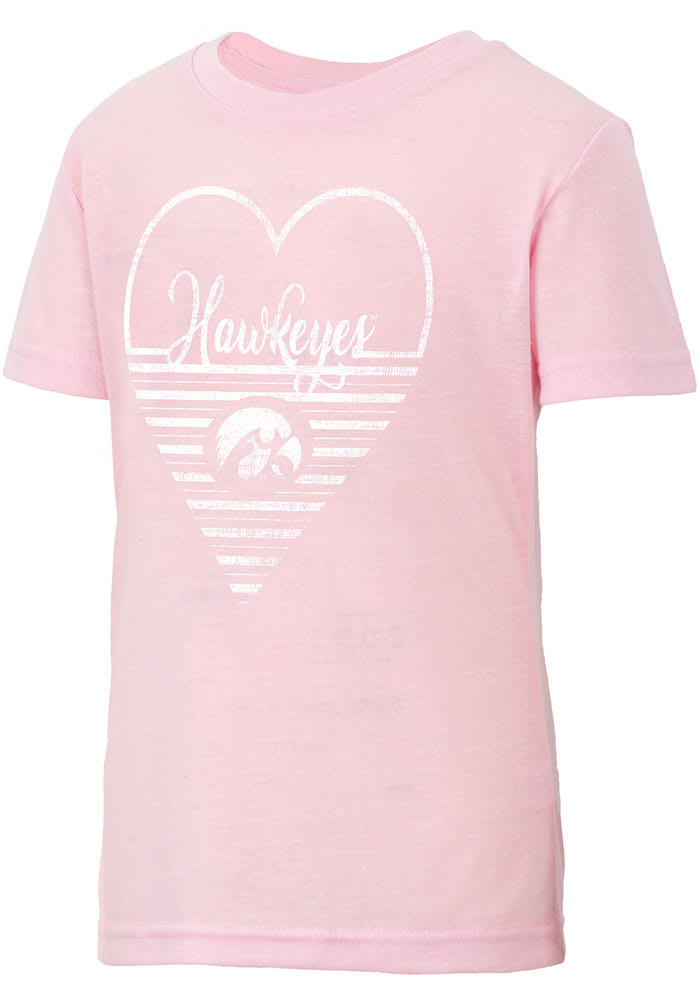 Colosseum Iowa Hawkeyes Girls Pink Knobby Heart Short Sleeve Tee