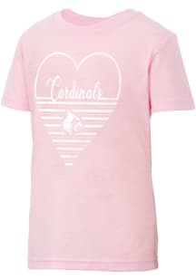 Colosseum Louisville Cardinals Girls Pink Knobby Heart Short Sleeve Tee