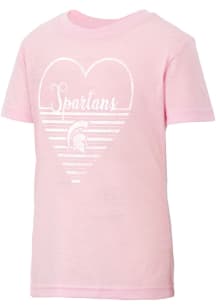 Colosseum Michigan State Spartans Girls Pink Knobby Heart Short Sleeve Tee