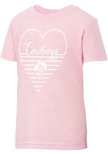 Colosseum Oklahoma State Cowboys Girls Pink Knobby Heart Short Sleeve Tee