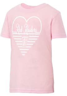Colosseum Texas Tech Red Raiders Girls Pink Knobby Heart Short Sleeve Tee