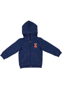 Colosseum Illinois Fighting Illini Toddler Knobby Long Sleeve Full Zip Sweatshirt - Navy Blue