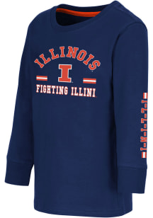 Colosseum Illinois Fighting Illini Toddler Navy Blue Roof Top Long Sleeve T-Shirt
