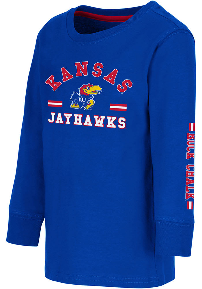 Colosseum Kansas Jayhawks Toddler Blue Roof Top Long Sleeve T-Shirt