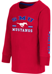 Colosseum SMU Mustangs Toddler Red Roof Top Long Sleeve T-Shirt