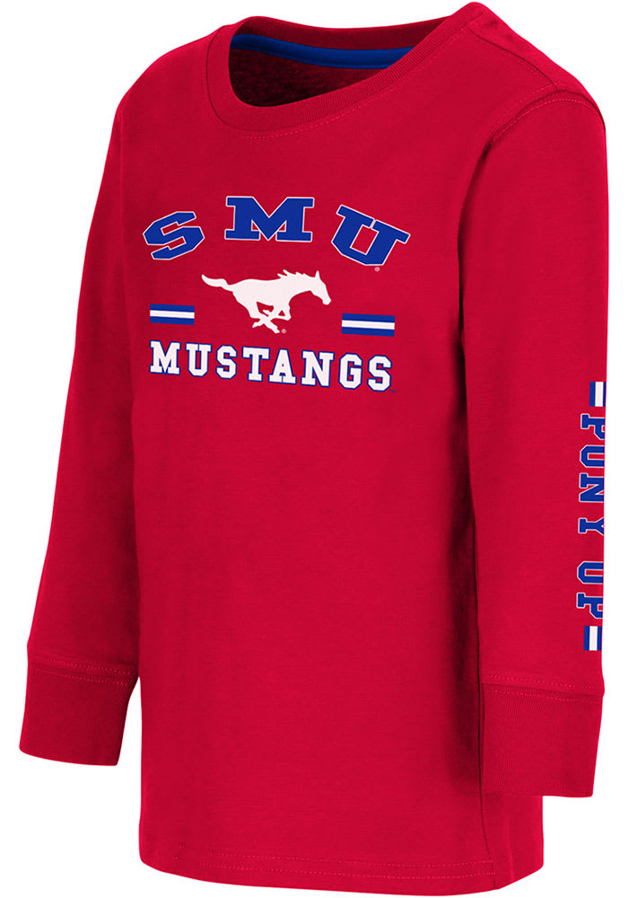 Colosseum SMU Mustangs Toddler Red Roof Top Long Sleeve T-Shirt