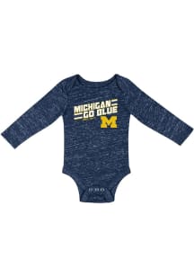 Baby Michigan Wolverines Navy Blue Colosseum Knobby Fun Long Sleeve One Piece