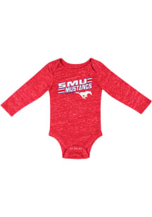 Colosseum SMU Mustangs Baby Red Knobby Fun Long Sleeve One Piece