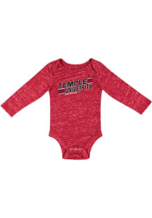 Colosseum Temple Owls Baby Red Knobby Fun Long Sleeve One Piece