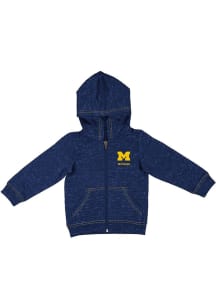 Baby Michigan Wolverines Navy Blue Colosseum SMU Knobby Long Sleeve Full Zip Sweatshirt