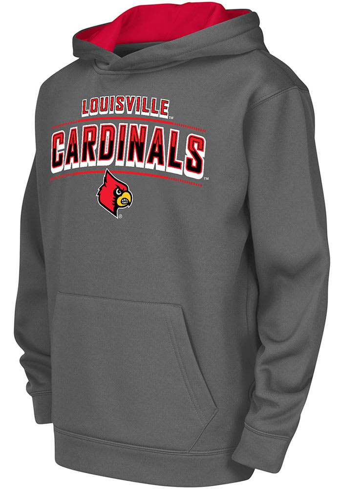 Men's Colosseum Gray/Red Louisville Cardinals Bushwood Fleece Quarter-Zip  Jacket
