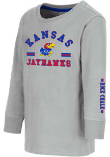 Colosseum Kansas Jayhawks Toddler Grey Roof Top Long Sleeve T-Shirt