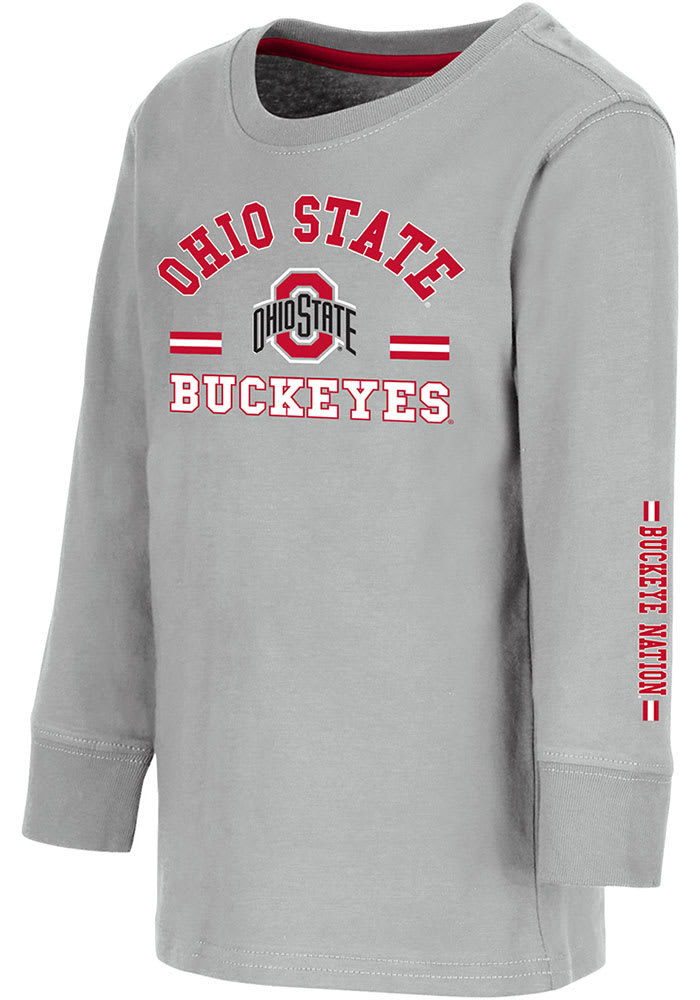 Colosseum Ohio State Buckeyes Toddler Grey Roof Top Long Sleeve T-Shirt