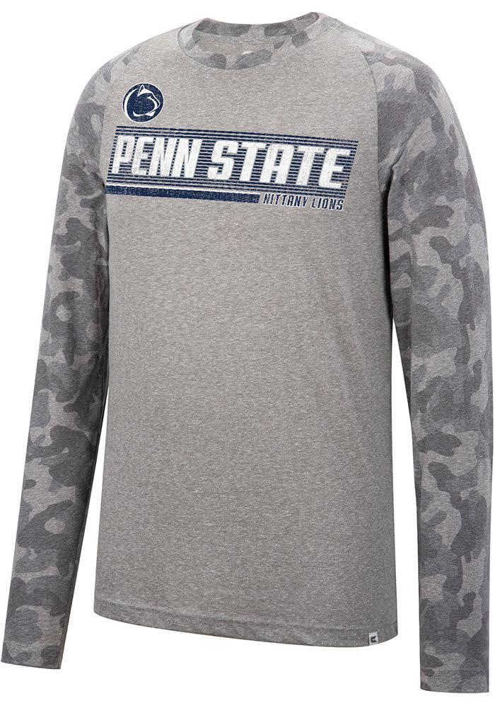 Colosseum Penn State Nittany Lions Grey Quintana Camo Raglan Long Sleeve T Shirt