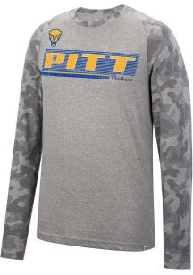 Colosseum Pitt Panthers Grey Quintana Camo Raglan Long Sleeve T Shirt