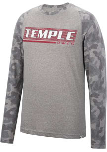Colosseum Temple Owls Grey Quintana Camo Raglan Long Sleeve T Shirt