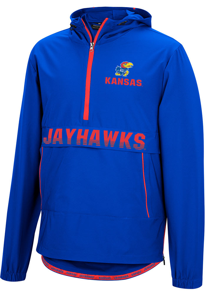 Colosseum Kansas Jayhawks Mens Blue Brandt 1/4 Zip Light Weight Jacket