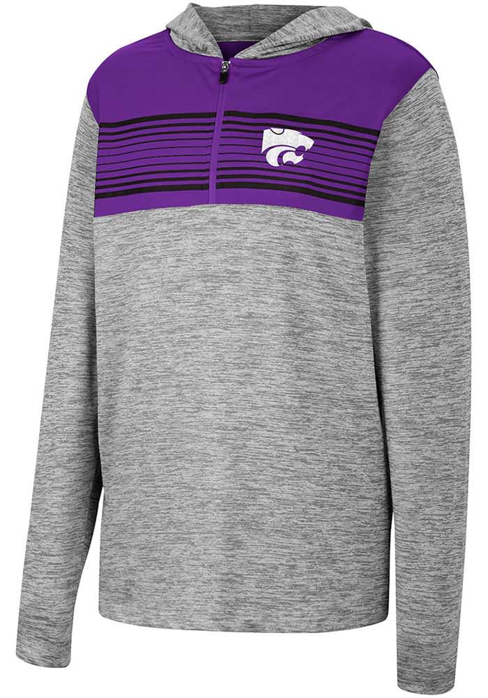 Colosseum K-State Wildcats Youth Grey Fidelity Long Sleeve Quarter Zip Shirt