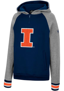 Colosseum Illinois Fighting Illini Youth Navy Blue Tuppence 1/4 Zip Long Sleeve Hoodie