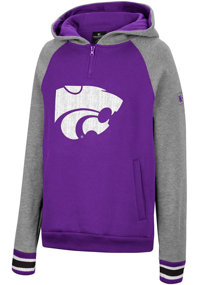 Colosseum K-State Wildcats Youth Purple Tuppence 1/4 Zip Long Sleeve Hoodie